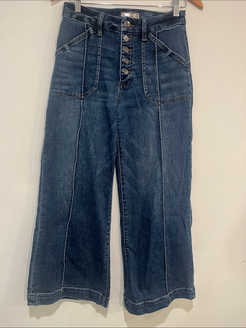 Kut from the Kloth Dark Blue High-Rise Wide-Leg Jeans
